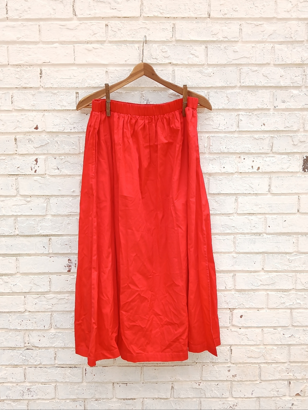 Sundry Red Cotton Midi Skirt Pull On Size 2 - Picture 4 of 9